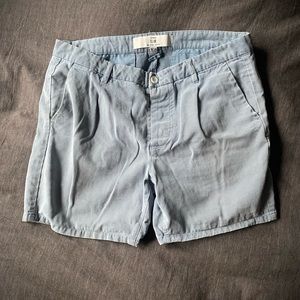 Topshop Men’s pale blue khaki pleated shorts. Size 34